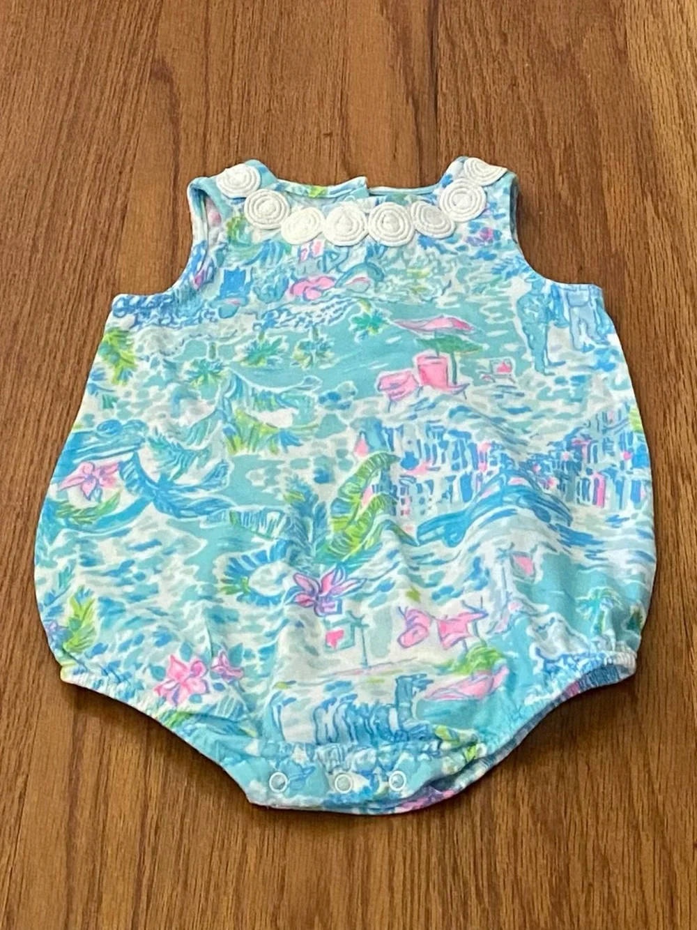 Lilly Pulitzer Cotton Jersey Multicolor Tropical Print Baby One-Piece